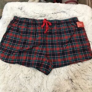 Sleep Chic Woman’s 1X plaid sleep/lounge short drawstring elastic waist …
